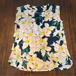 J.Crew Women’s 100% Silk Sleeveless Floral Blouse Tank Top Size 4 Career Office
